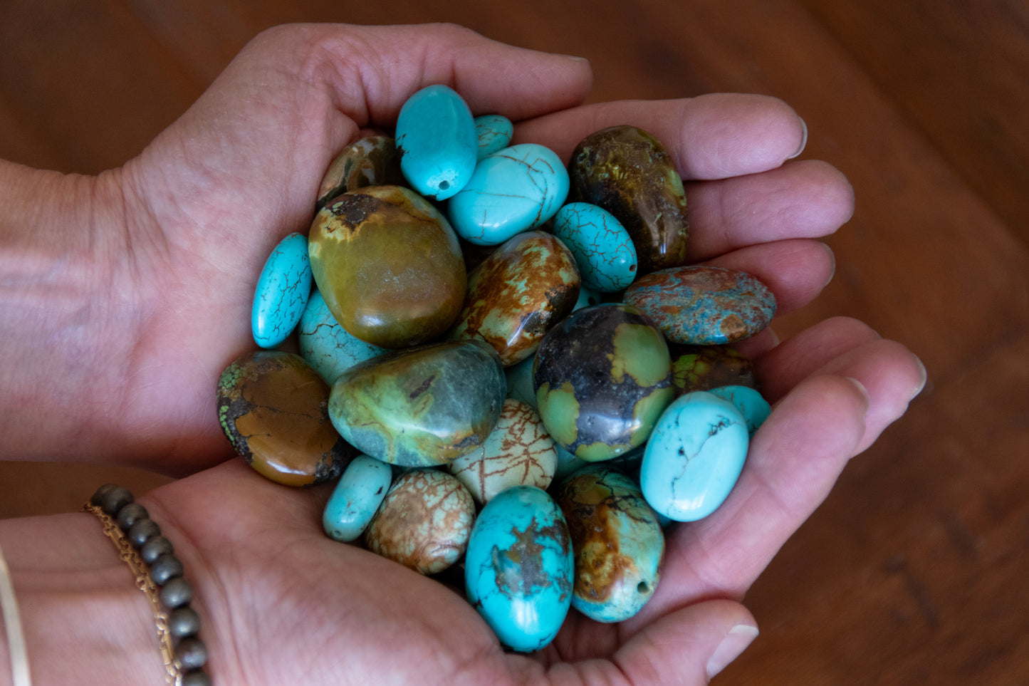 Citrine + Turquoise Single Bell with Hamsa Hand