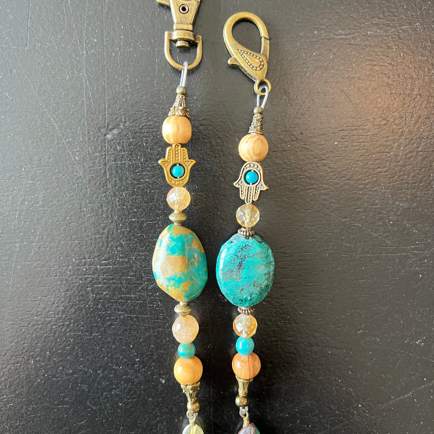 Citrine + Turquoise Personal Intention Clasp with Hamsa Hand