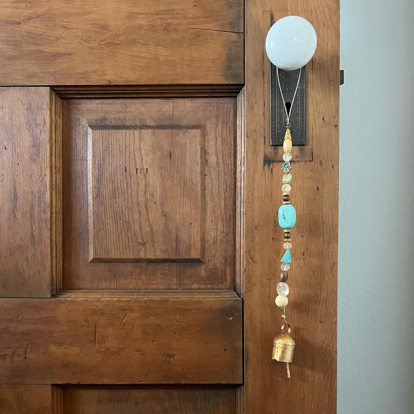 Citrine + Turquoise Single Bell with Hamsa Hand