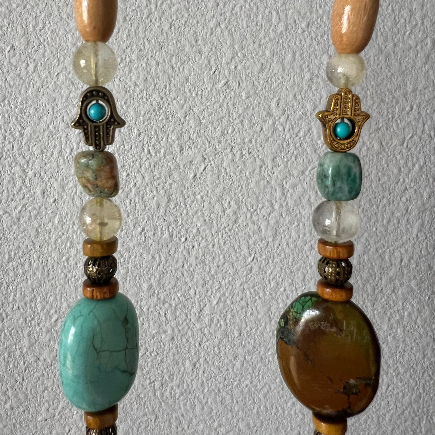 Citrine + Turquoise Single Bell with Hamsa Hand