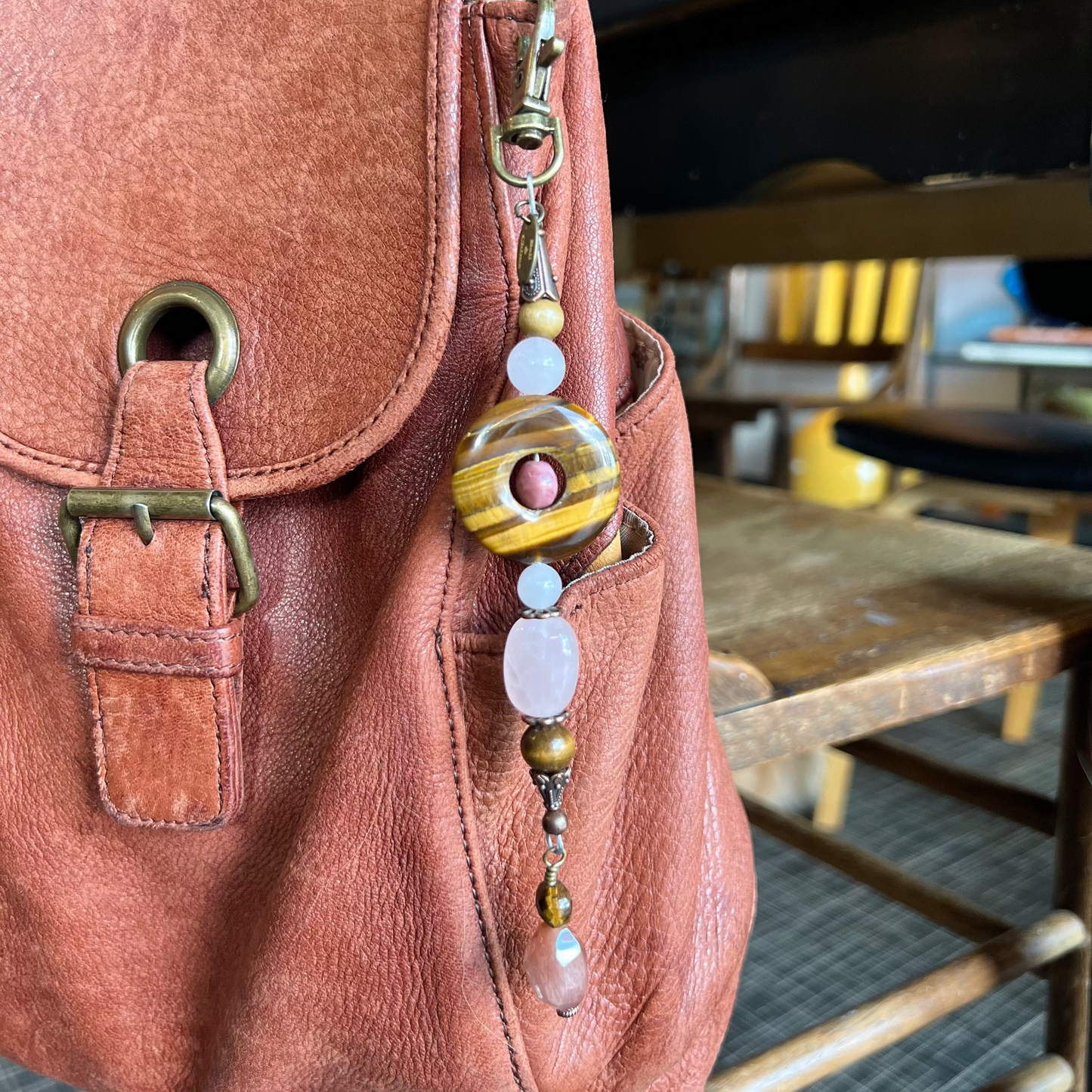 Rhodonite + Rose Quartz + Rutilated Quartz + Tiger's Eye Personal Intention Clasp