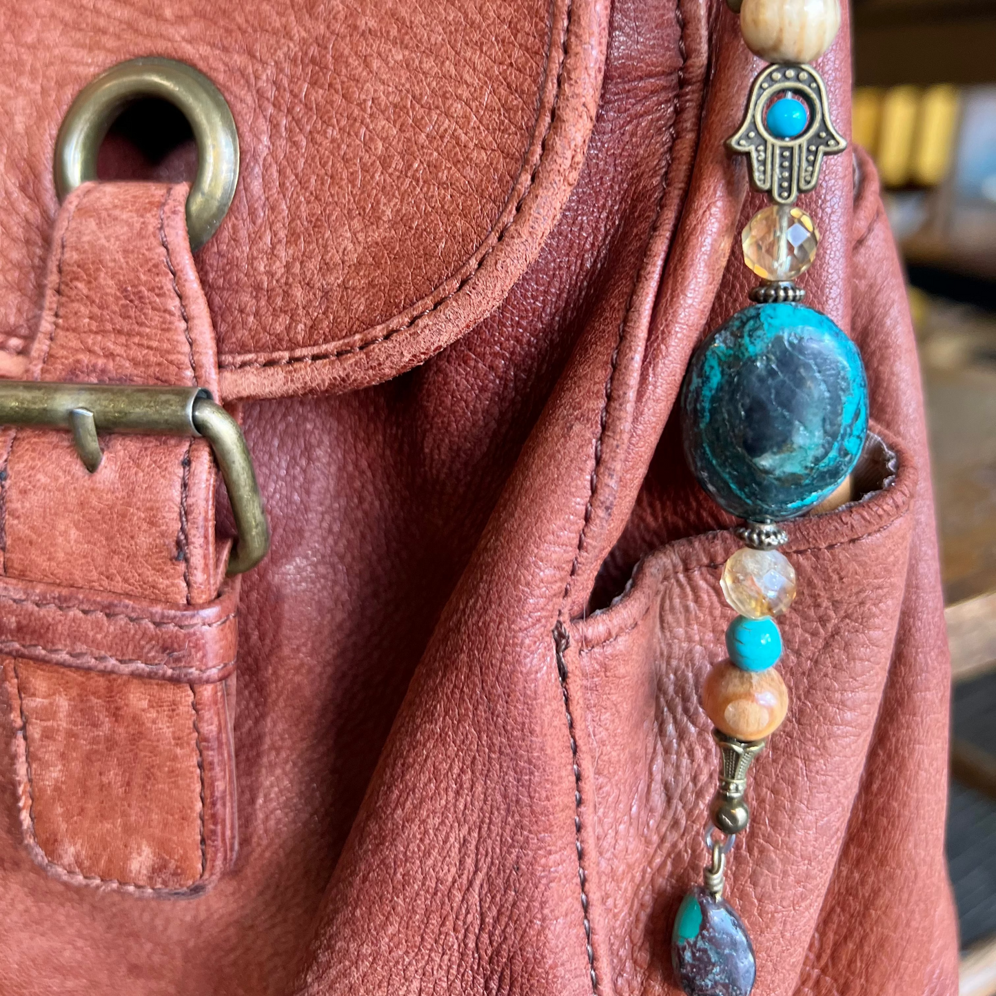 Citrine + Turquoise Personal Intention Clasp with Hamsa Hand