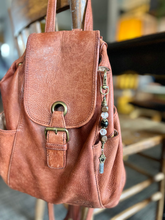 Protection Crystal Clasp: Black Tourmaline + Tourmalinated Quartz + Clear Quartz with Hamsa hand