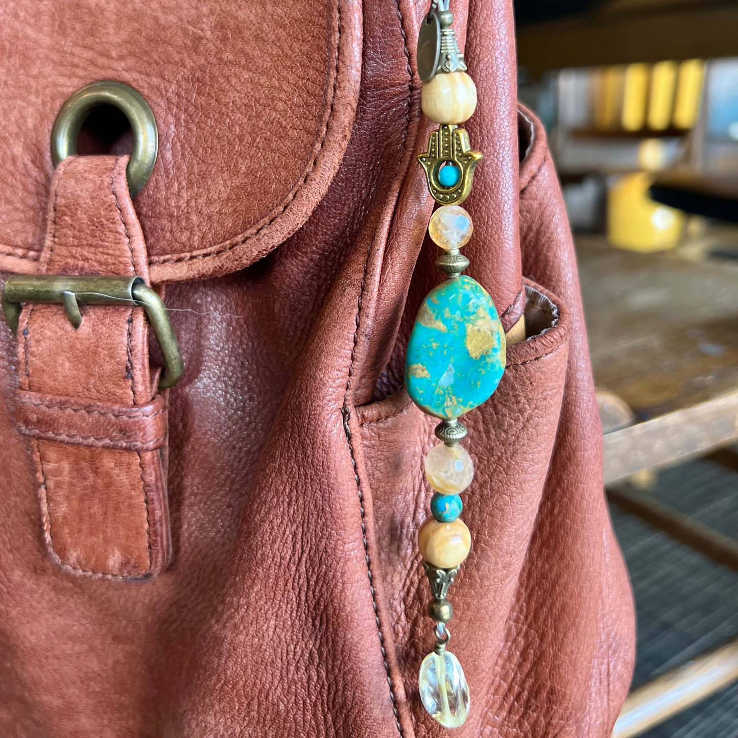 Citrine + Turquoise Personal Intention Clasp with Hamsa Hand