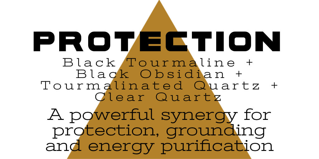 Protection Crystal Clasp: Black Tourmaline + Tourmalinated Quartz + Clear Quartz with Hamsa hand