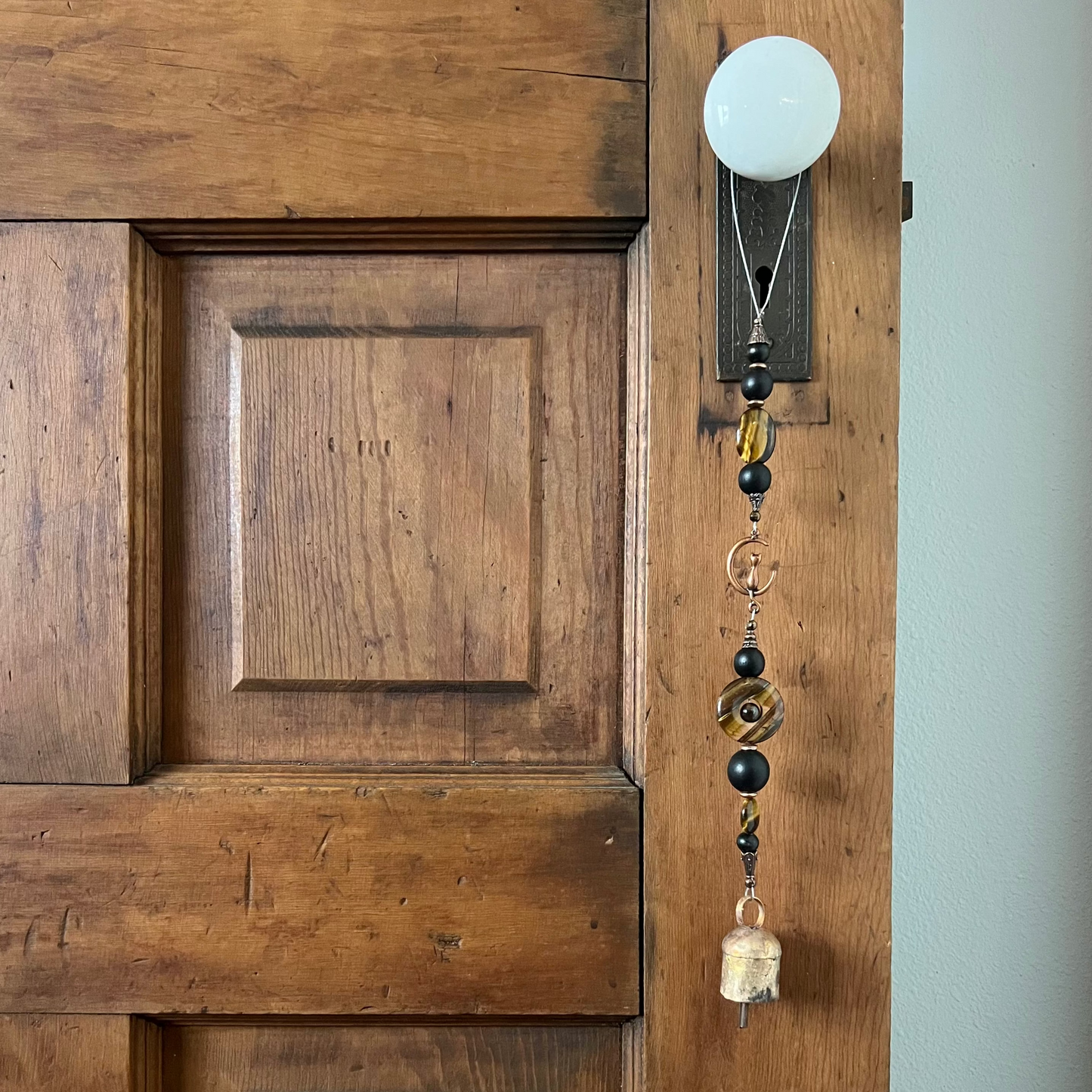 Tiger's Eye Singe Bell -with Cat/Moon